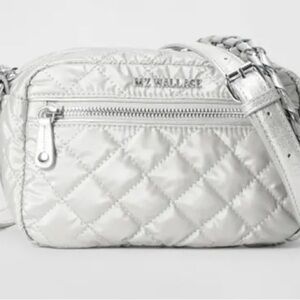 MZ Wallace Mini Crosby Silver Quilted Women's Bag